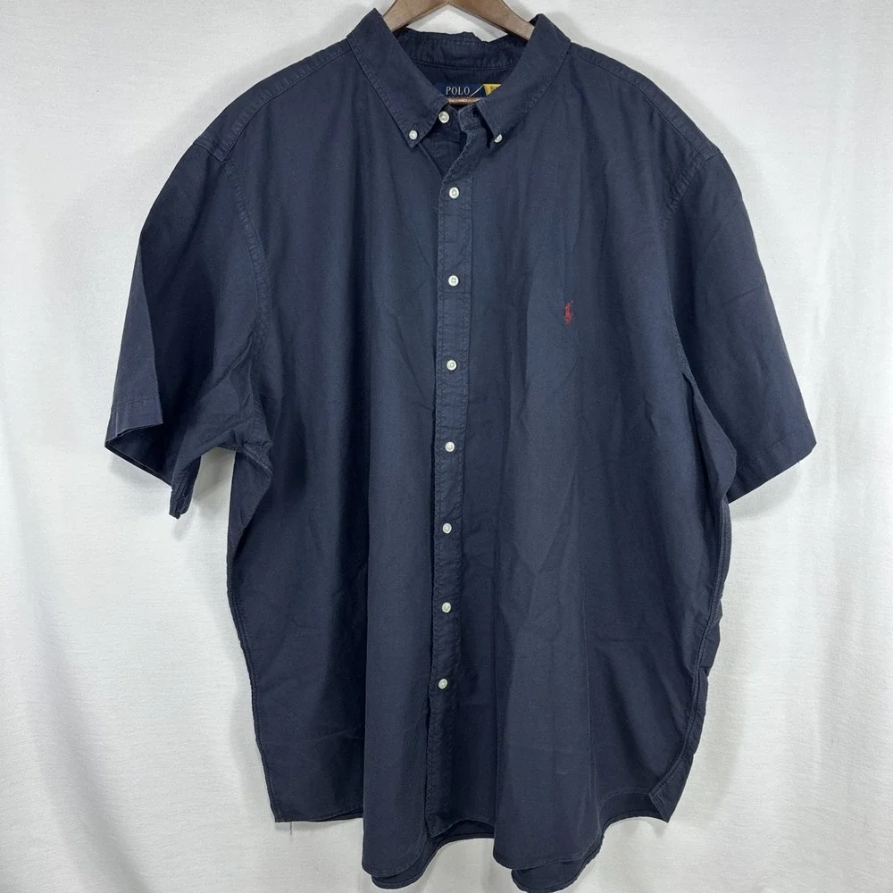 NWT Polo Ralph Lauren Button Down Mens 4XB‎ Navy SHort Sleeve Classic Fit Oxford